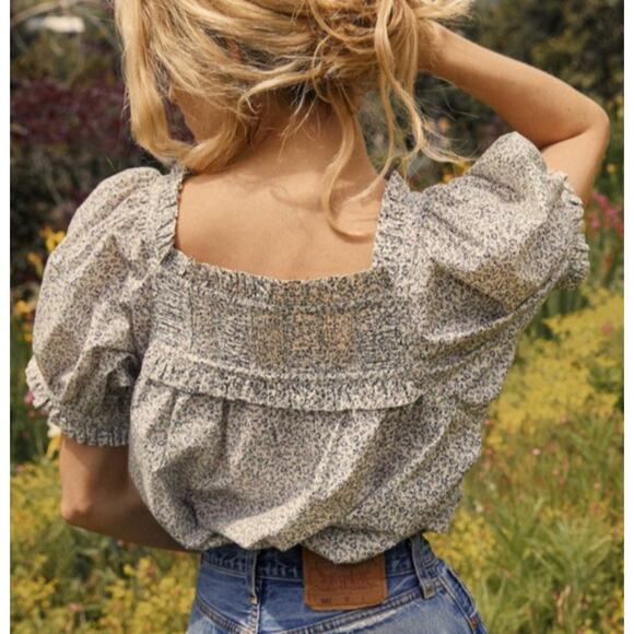 DOEN Farley Top in Cream Cottage Floral Print S - Picture 2 of 10